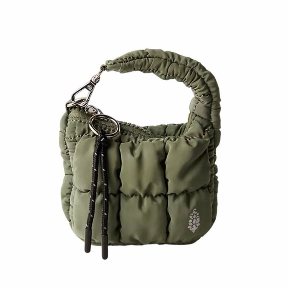 Free People Quilted Micro Pouch Mini Puff Bag Charm Coin